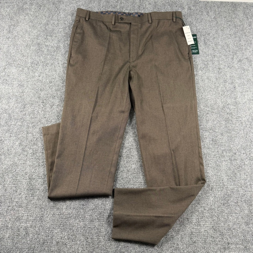 Lauren Ralph Lauren Dress Pants Mens 38x34 Taupe Ultraflex Classic Fit NWT Brown